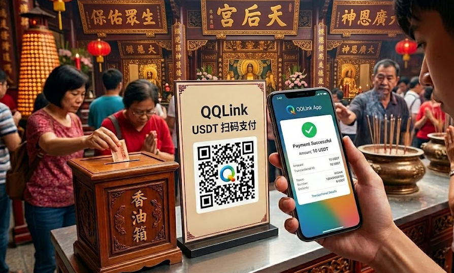 94 大馬華人拜神新姿勢!QQLink解鎖USDT線下掃碼支付