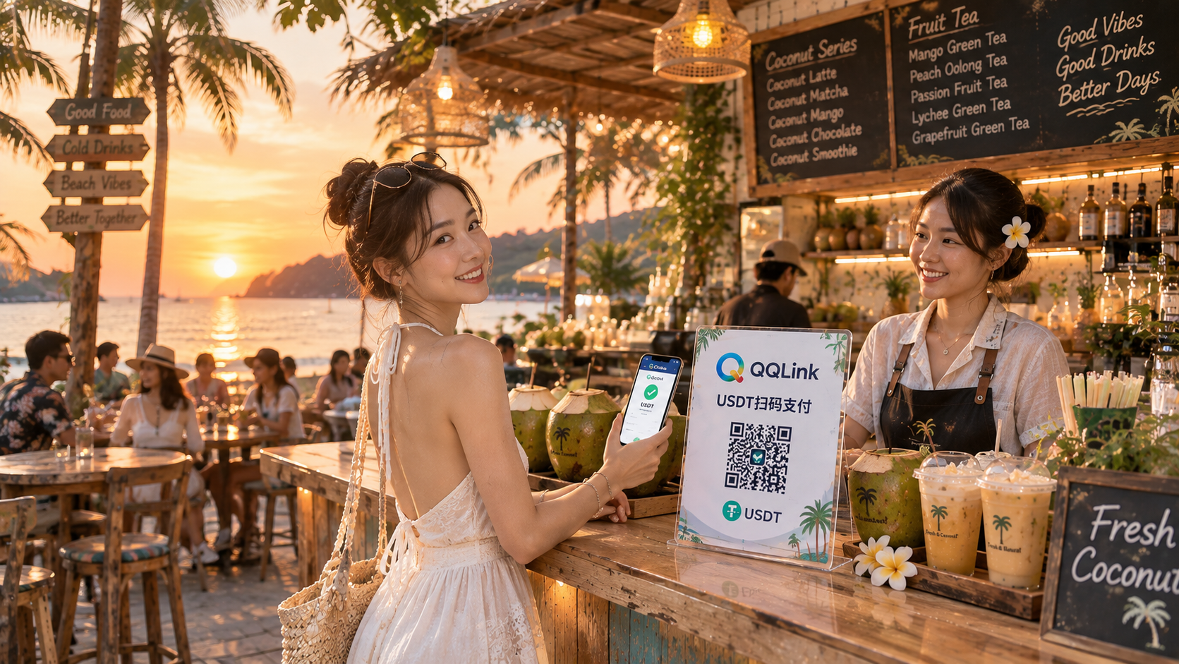 雅加達買奶茶不用換盾！QQLink 上線 USDT 線下掃碼支付