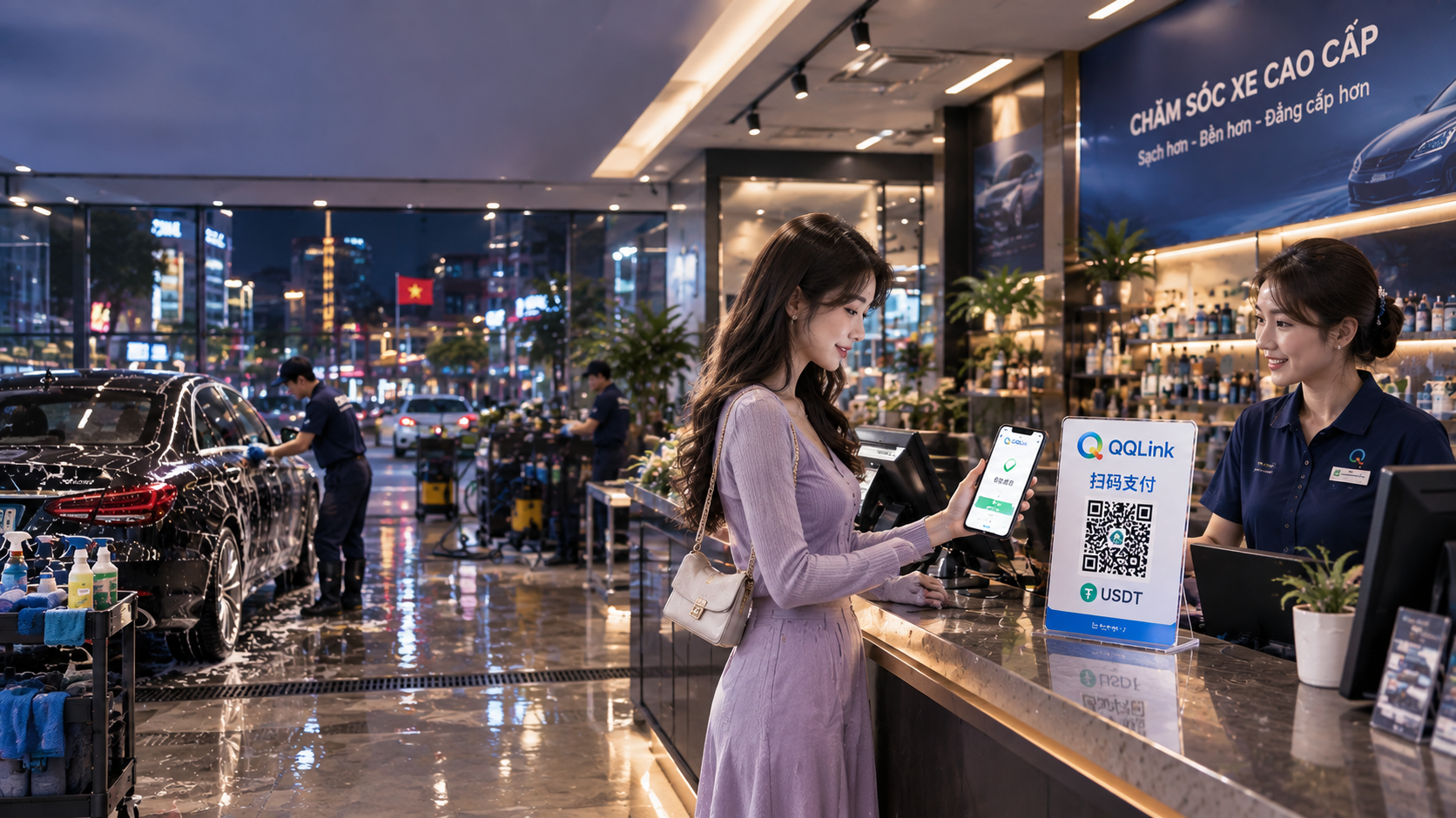 9 越南汽車美容也能掃碼付USDT!QQLink實測分享